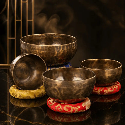 Nepal Tibetan Singing Bowl Set - Handcrafted 7 Metal  Meditation Bowl with Mallet | Free US Shipping