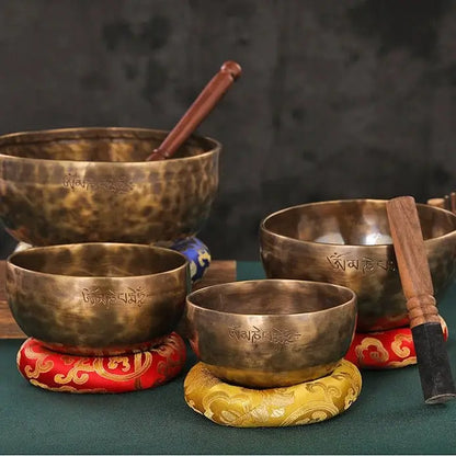 Nepal Tibetan Singing Bowl Set - Handcrafted 7 Metal  Meditation Bowl with Mallet | Free US Shipping