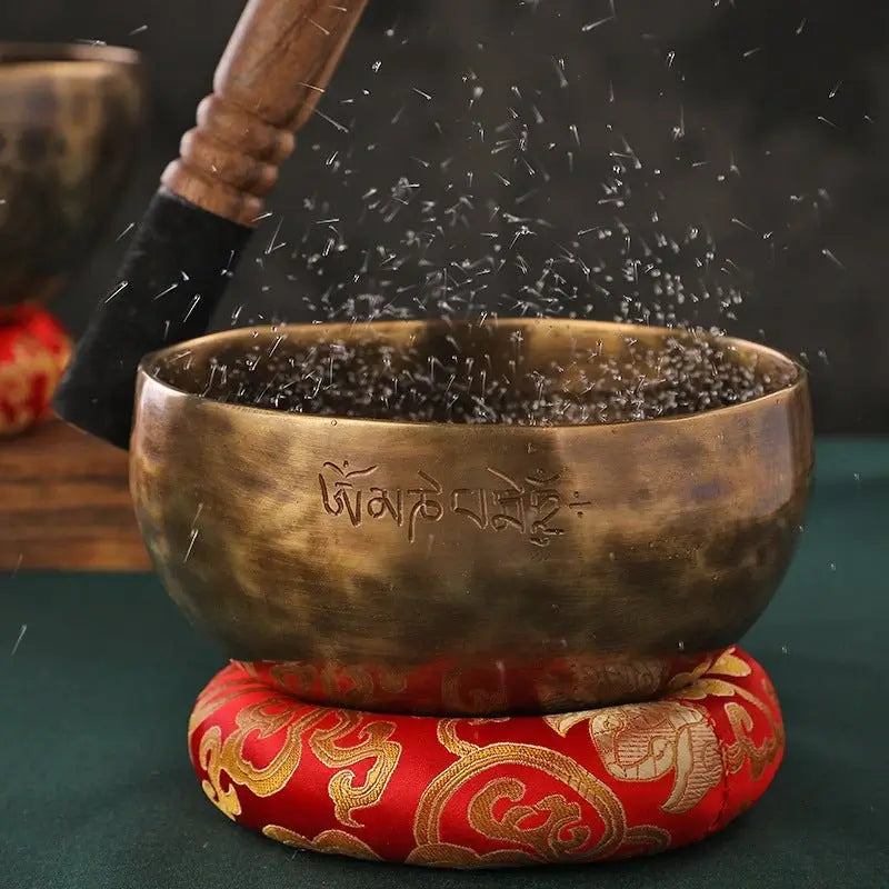 Nepal Tibetan Singing Bowl Set - Handcrafted 7 Metal  Meditation Bowl with Mallet | Free US Shipping